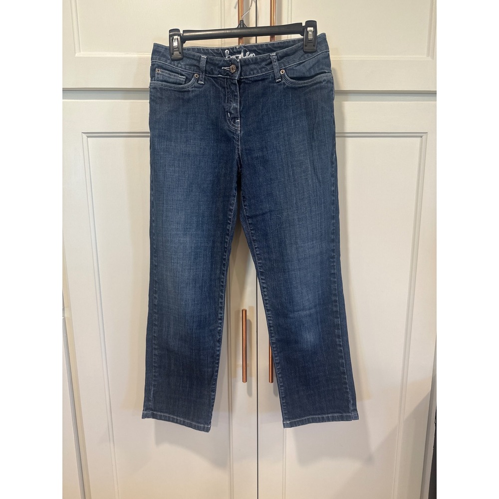 Boden Women Dark Wash Straight Leg Denim Jeans Blue Size 10R Stretch Capri
